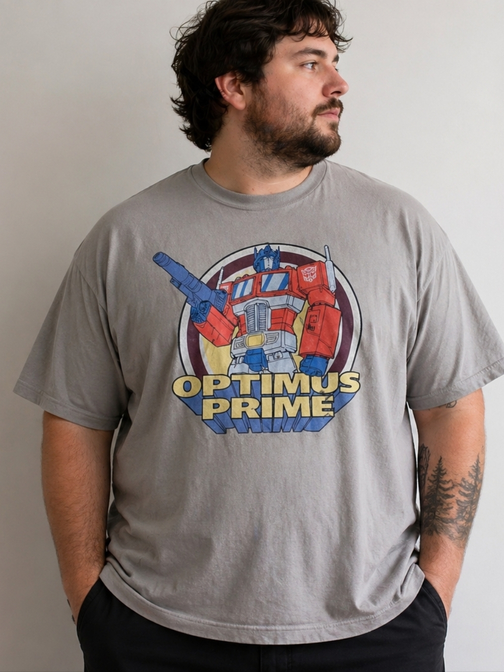 Hasbro OPTIMUS PRIME Tee Shirt Mens Size 2XL Grey 100% Cotton Graphic Tee Shirt